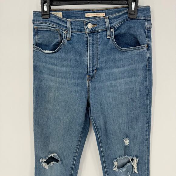 Levi's 724 High Rise Straight Leg Jeans Distressed Blue Denim Women's Size 30 - Picture 3 of 8